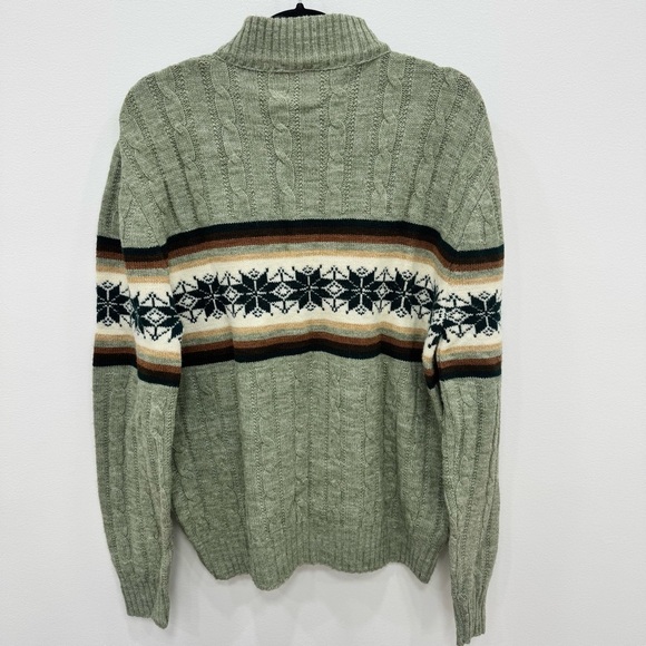 Vintage Jantzen Fair Isle Sweater Mens XL Nordic Snowflake Pattern Crewneck Mock - Picture 2 of 4